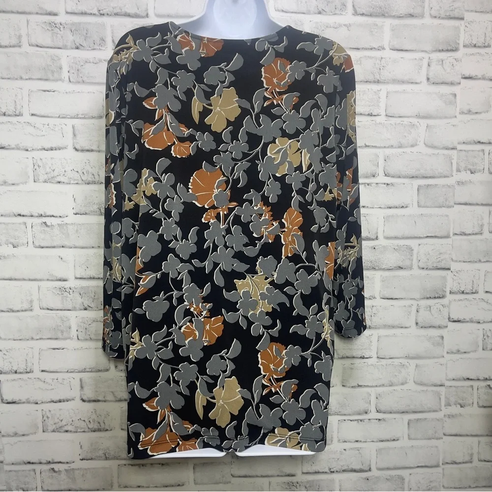 Susan Graver Artisan Floral Embellished V-neck Blouse Large - Picture 5 of 8